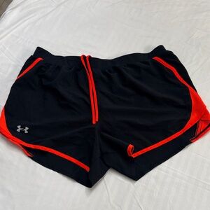Under Armour Women's Athletic Shorts in Black and bright orange